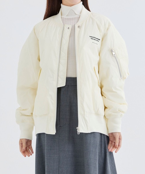 beautiful people(ビューティフルピープル)の「【beuatiful people/ビューティフルピープル】別注 beuatiful people×TAION PATTED MA-1 BLOUSON/パデッドダウンMA-1ブルゾン/撥水/洗える/暖かい/軽量(ダウンジャケット/コート・レディース・ホワイト/ブラック/グレー・40/36)」の9枚目の写真