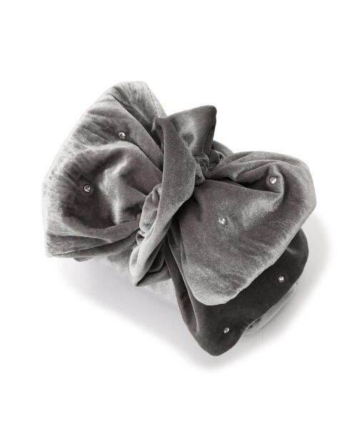 NATURAL BEAUTY BASIC（ナチュラルビューティーベーシック）の「ビッグリボンベロアバッグ（ハンドバッグ・レディース・グレー/ピンク・ﾌﾘ-）」の5枚目の写真