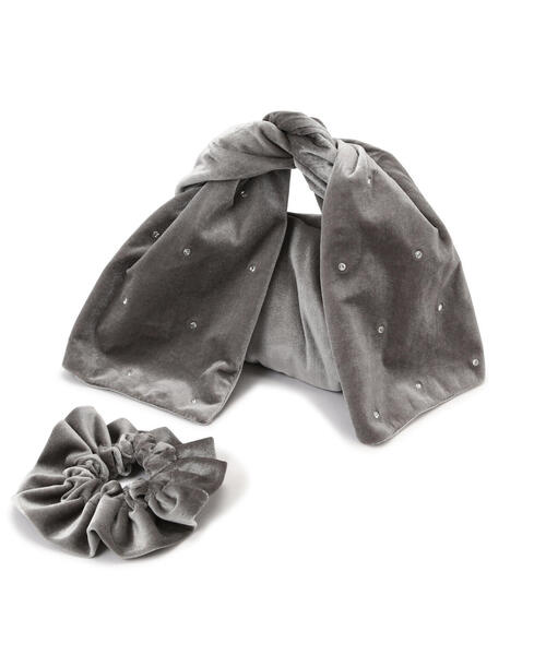 NATURAL BEAUTY BASIC（ナチュラルビューティーベーシック）の「ビッグリボンベロアバッグ（ハンドバッグ・レディース・グレー/ピンク・ﾌﾘ-）」の4枚目の写真