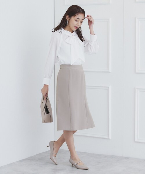 index（インデックス）の「《通勤・セレモニー/セットアップ対応》多機能ストレッチフレアスカート【洗濯機洗い可/防シワ/抗ピル】（スカート・レディース・ナチュラル/グレー/ブラック系7/ネイビー・36/38/42/40）」の5枚目の写真