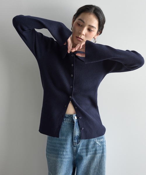 THE YOn（ザヨン）の「リブニットポロカーディガン