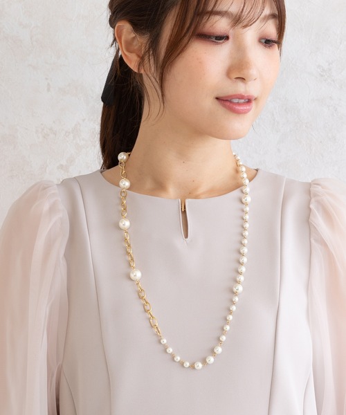 Rose Tiara(ローズティアラ)の「パール×チェーンネックレス(ネックレス・レディース・ゴールド・FREE)」の3枚目の写真