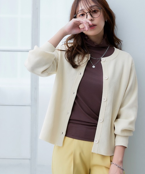 nissen（ニッセン）の「ふっくらかるいフォルムニット前後２WAYカーディガン(ハンガー干し可能)＜大きいサイズ有＞（カーディガン/ボレロ・レディース・ベージュ系/グレイッシュブルー/ブラック/モカ・3L/LL/M/S/L）」の3枚目の写真