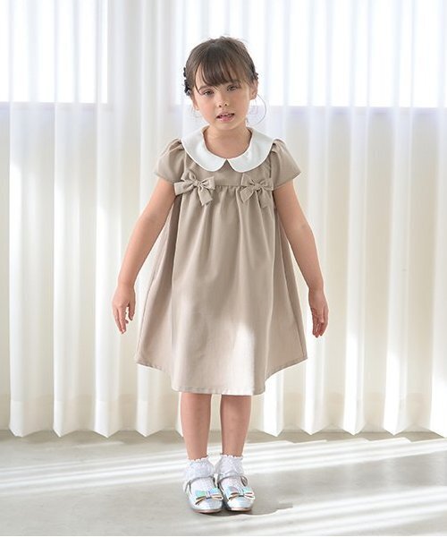 セール】【オケージョン対応】丸衿リボン付きワンピース（ワンピース