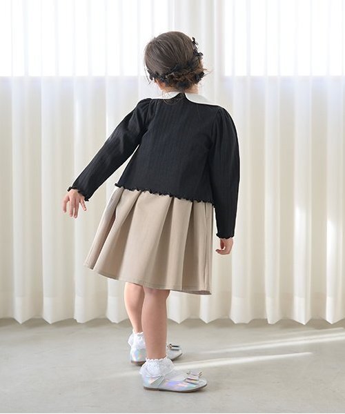 セール】【オケージョン対応】丸衿リボン付きワンピース（ワンピース