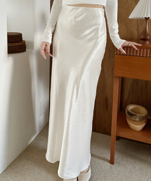 Eclat one（エクラワン）の「【Eclat one】ワッシャーライク サテン セミフレア ロングスカート（スカート）」