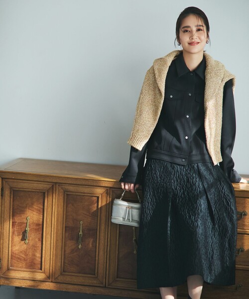 ICB(アイシービー)の「【洗える】 コンパクトダンボールニット ジャケット(その他アウター・レディース・ブラック系/アイボリー系・0/6/4/2)」の3枚目の写真