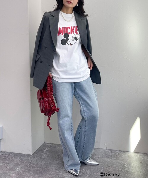 fredy emue（フレディエミュ）の「【GOOD ROCK SPEED/グッドロックスピード】Disney Mickey半袖Tシャツ（Tシャツ/カットソー・レディース・チャコールグレー/オフホワイト・38）」の4枚目の写真