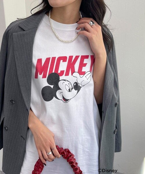 fredy emue（フレディエミュ）の「【GOOD ROCK SPEED/グッドロックスピード】Disney Mickey半袖Tシャツ（Tシャツ/カットソー・レディース・チャコールグレー/オフホワイト・38）」の9枚目の写真