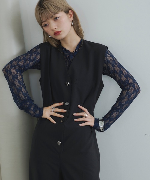 VIOLETTA（ヴィオレッタ）の「アソートボタンノースリジャンプスーツ 