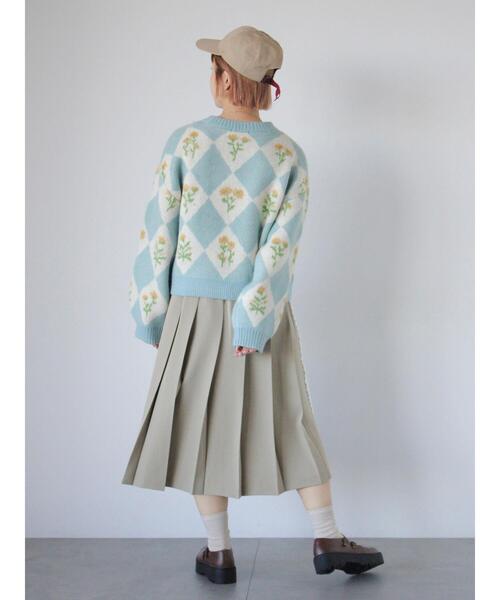 ehka sopo（エヘカソポ）の「花ジャカードニット（ニット/セーター・レディース・イエロー/ピンク/グレー/サックスブルー・F）」の12枚目の写真