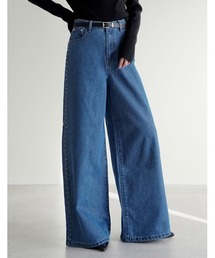 Re:EDIT | [低身長/高身長サイズ有]サイドスタッズワイドデニムパンツ(デニムパンツ)