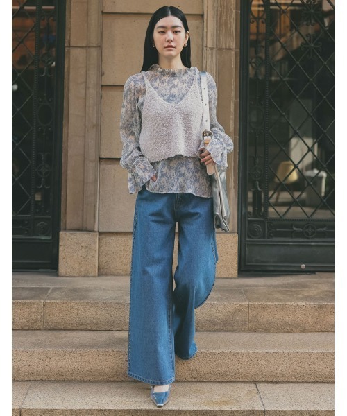 Re:EDIT（リエディ）の「[低身長/高身長サイズ有]サイドスタッズワイドデニムパンツ（デニムパンツ・レディース・ブルー/ブラック・SHORT/MEDIUM/TALL/LARGE）」の15枚目の写真