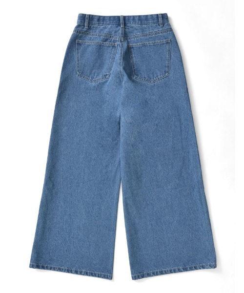 Re:EDIT（リエディ）の「[低身長/高身長サイズ有]サイドスタッズワイドデニムパンツ（デニムパンツ・レディース・ブルー/ブラック・SHORT/MEDIUM/TALL/LARGE）」の6枚目の写真