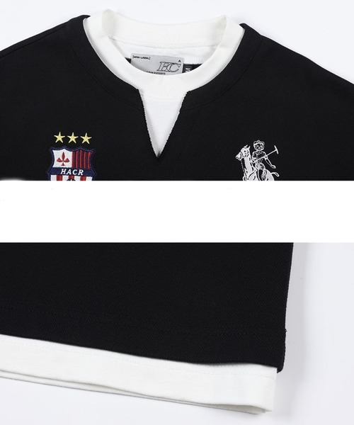 HARSH AND CRUEL(ハーシュアンドクルーエル)の「ヘンリーネックフェイクツーピースプルオーバー HC25S1TP10【Harsh and Cruel】(Tシャツ/カットソー・メンズ・ブラック・XL/M/L)」の2枚目の写真