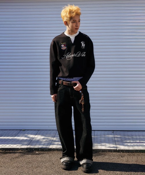 HARSH AND CRUEL(ハーシュアンドクルーエル)の「ヘンリーネックフェイクツーピースプルオーバー HC25S1TP10【Harsh and Cruel】(Tシャツ/カットソー・メンズ・ブラック・XL/M/L)」の13枚目の写真