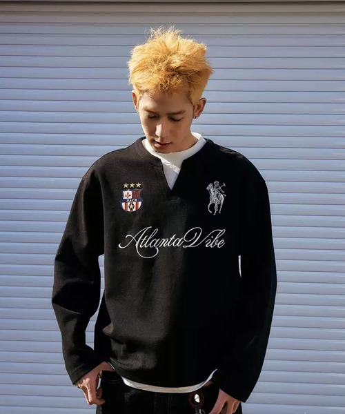 HARSH AND CRUEL(ハーシュアンドクルーエル)の「ヘンリーネックフェイクツーピースプルオーバー HC25S1TP10【Harsh and Cruel】(Tシャツ/カットソー・メンズ・ブラック・XL/M/L)」の11枚目の写真