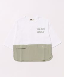 ナイロンストレッチ切り替え７分丈Tシャツ(120～160)