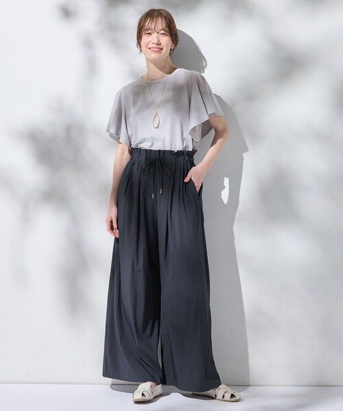 ANY(エニィ)の「【新色追加/ウエストゴム】清涼リラックスハイウエストパンツ(その他パンツ・レディース・黄土色系/ライトグレー系/ブラック系/グレー系・4)」の11枚目の写真