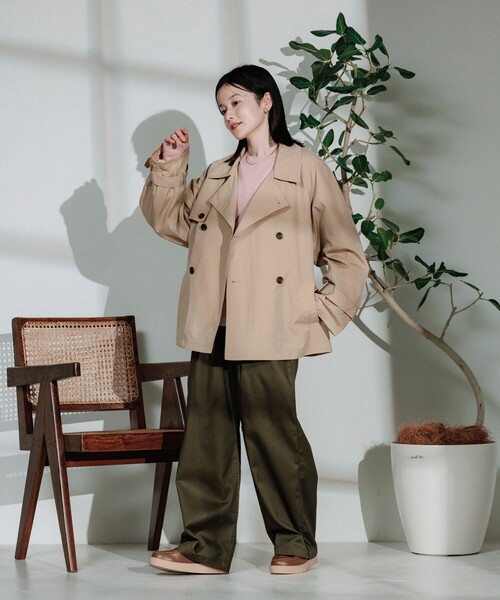 FREAK'S STORE（フリークスストア）の「ナイロンショートトレンチ（トレンチコート・レディース・ブラック/ベージュ・ﾌﾘ-）」の5枚目の写真