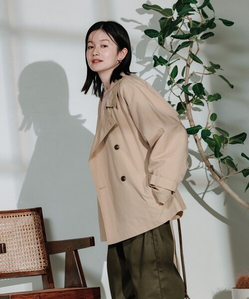 FREAK'S STORE（フリークスストア）の「ナイロンショートトレンチ（トレンチコート・レディース・ブラック/ベージュ・ﾌﾘ-）」の8枚目の写真