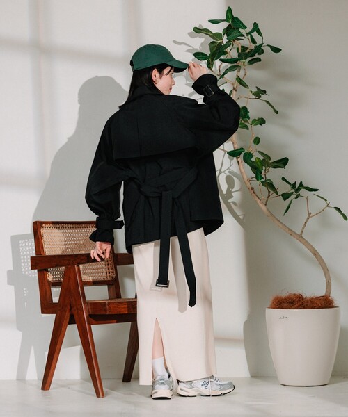 FREAK'S STORE（フリークスストア）の「ナイロンショートトレンチ（トレンチコート・レディース・ブラック/ベージュ・ﾌﾘ-）」の15枚目の写真