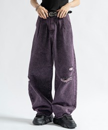 PLAN To(vgD)Vintage Like Chemical Wash Damaged Color Denim - Be[WCNP~JEHbV_[WJ[fj(fjpc)