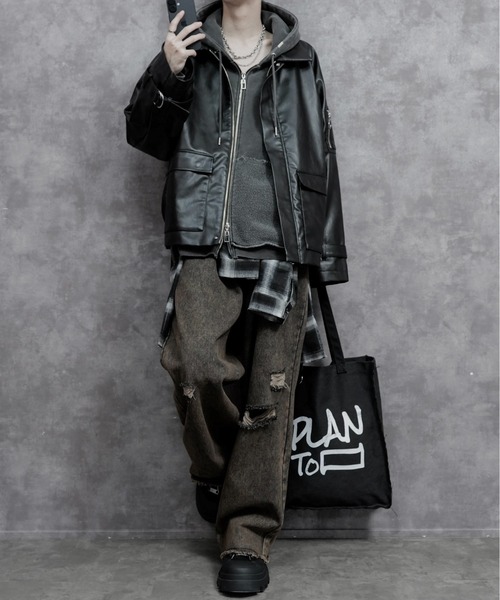 PLAN To(プラントゥ)の「Vintage Like Chemical Wash Damaged Color Denim - ヴィンテージライクケミカルウォッシュダメージカラーデニム(デニムパンツ・メンズ・ブラウン/グリーン/パープル・SMALL/MEDIUM/LARGE)」の17枚目の写真