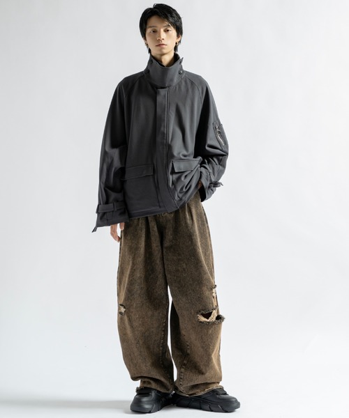 PLAN To ヴィンテージライクケミカルウォッシュダメージカラーデニム S Vintage Like Chemical Wash Damaged Color Denim