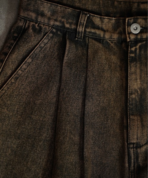 PLAN To(プラントゥ)の「Vintage Like Chemical Wash Damaged Color Denim - ヴィンテージライクケミカルウォッシュダメージカラーデニム(デニムパンツ・メンズ・ブラウン/グリーン/パープル・SMALL/MEDIUM/LARGE)」の5枚目の写真