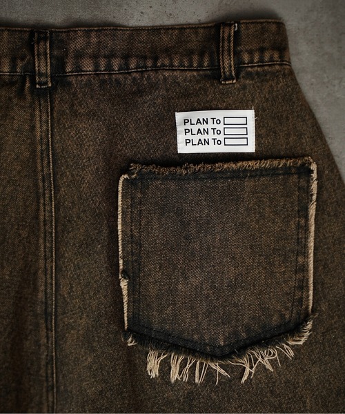 PLAN To(プラントゥ)の「Vintage Like Chemical Wash Damaged Color Denim - ヴィンテージライクケミカルウォッシュダメージカラーデニム(デニムパンツ・メンズ・ブラウン/グリーン/パープル・SMALL/MEDIUM/LARGE)」の10枚目の写真
