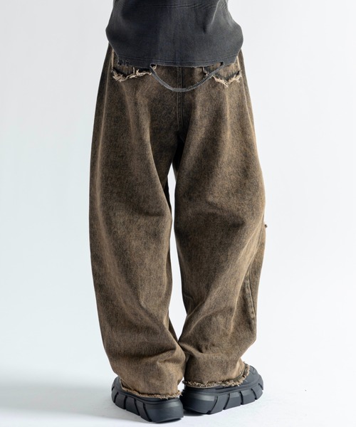 PLAN To(プラントゥ)の「Vintage Like Chemical Wash Damaged Color Denim - ヴィンテージライクケミカルウォッシュダメージカラーデニム(デニムパンツ・メンズ・ブラウン/グリーン/パープル・SMALL/MEDIUM/LARGE)」の20枚目の写真