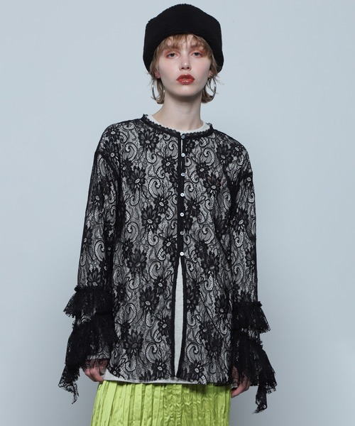 ROSE BUD（ローズバッド）の「(CREOLME)ランダムフリルスリーブブラウス（シャツ/ブラウス・レディース・ブラック・ONE SIZE）」の5枚目の写真