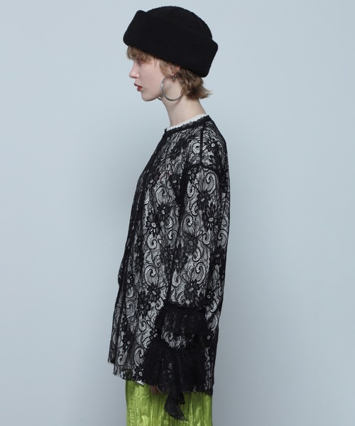 ROSE BUD（ローズバッド）の「(CREOLME)ランダムフリルスリーブブラウス（シャツ/ブラウス・レディース・ブラック・ONE SIZE）」の6枚目の写真