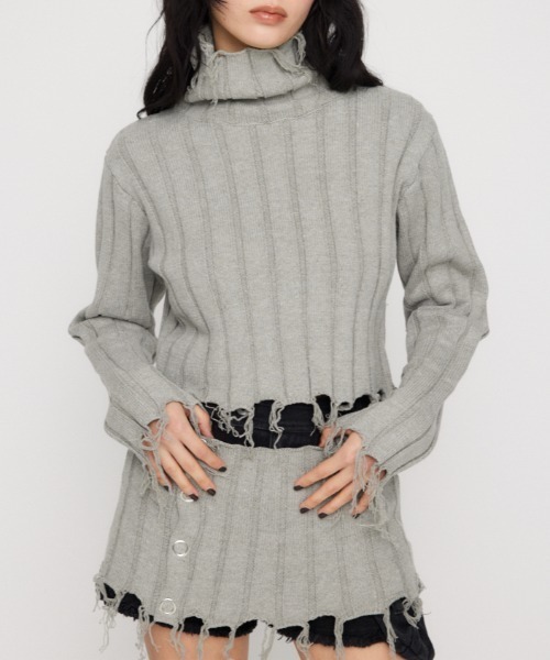 セール】FRONT SLIT CRASH ニット（ニット/セーター）｜LAGUA GEM  