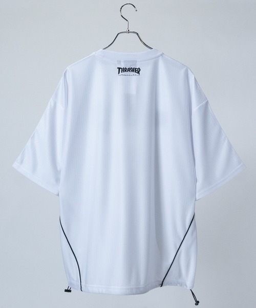 THRASHER(スラッシャー)の「【at】〔THRASHER/スラッシャー〕S/S GAME TEE ファイアーパターンロゴ パイピングデザイン ゲームTシャツ(その他トップス・メンズ・ブラック/ホワイト/グリーン・MEDIUM/LARGE)」の4枚目の写真