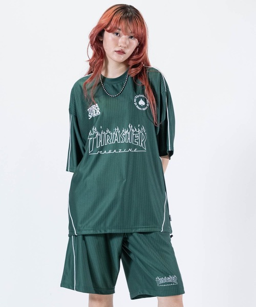 THRASHER(スラッシャー)の「【at】〔THRASHER/スラッシャー〕S/S GAME TEE ファイアーパターンロゴ パイピングデザイン ゲームTシャツ(その他トップス・メンズ・ブラック/ホワイト/グリーン・MEDIUM/LARGE)」の7枚目の写真