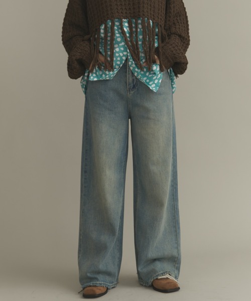 MERLOT(メルロー)の「【サイズ展開あり】【ウォッシュ加工】ヴィンテージライクワイドデニム(デニムパンツ・レディース・ブルー・LARGE/MEDIUM/SMALL)」の17枚目の写真