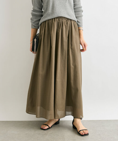 RIVE DROITE（リヴドロワ）の「【ウエストゴム】綾ボイルギャザーフレアスカート（スカート・レディース・ホワイト/ブラック/モカ・36/38）」の3枚目の写真