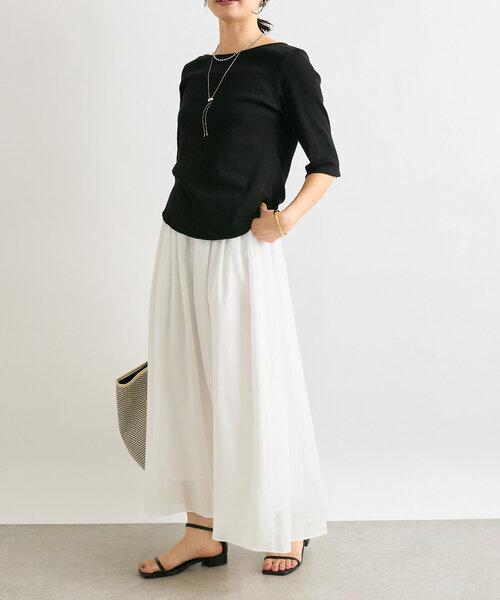 RIVE DROITE（リヴドロワ）の「【ウエストゴム】綾ボイルギャザーフレアスカート（スカート・レディース・ホワイト/ブラック/モカ・36/38）」の7枚目の写真