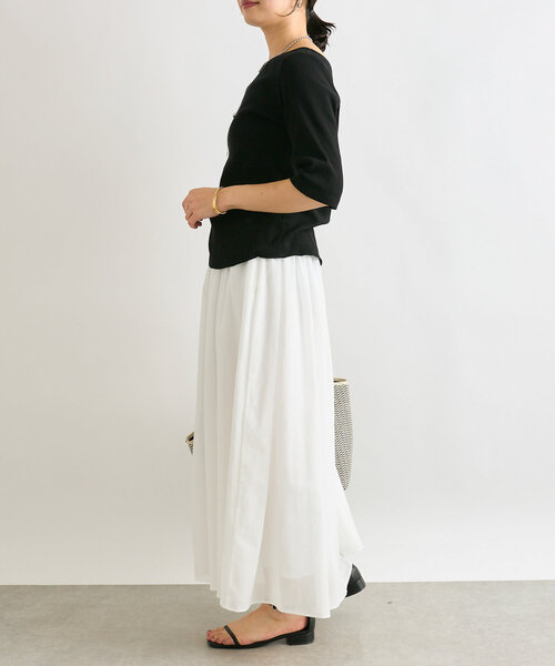 RIVE DROITE（リヴドロワ）の「【ウエストゴム】綾ボイルギャザーフレアスカート（スカート・レディース・ホワイト/ブラック/モカ・36/38）」の8枚目の写真