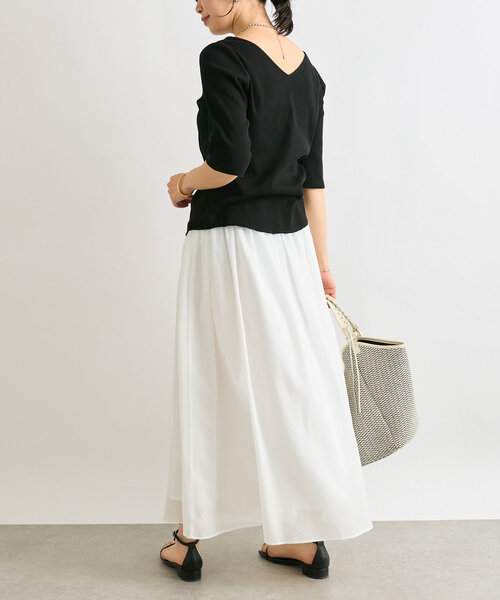 RIVE DROITE（リヴドロワ）の「【ウエストゴム】綾ボイルギャザーフレアスカート（スカート・レディース・ホワイト/ブラック/モカ・36/38）」の9枚目の写真