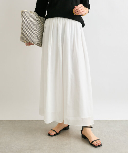 RIVE DROITE（リヴドロワ）の「【ウエストゴム】綾ボイルギャザーフレアスカート（スカート・レディース・ホワイト/ブラック/モカ・36/38）」の10枚目の写真