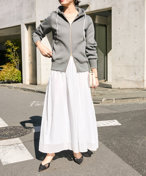 RIVE DROITE（リヴドロワ）の「【ウエストゴム】綾ボイルギャザーフレアスカート（スカート・レディース・ホワイト/ブラック/モカ・36/38）」の15枚目の写真