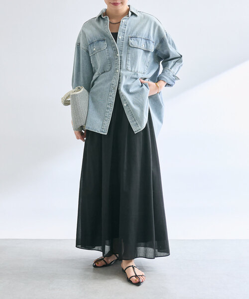 RIVE DROITE（リヴドロワ）の「【ウエストゴム】綾ボイルギャザーフレアスカート（スカート・レディース・ホワイト/ブラック/モカ・36/38）」の19枚目の写真