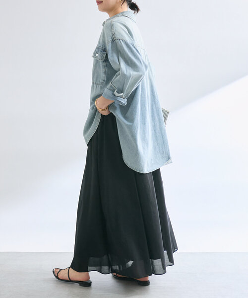 RIVE DROITE（リヴドロワ）の「【ウエストゴム】綾ボイルギャザーフレアスカート（スカート・レディース・ホワイト/ブラック/モカ・36/38）」の20枚目の写真