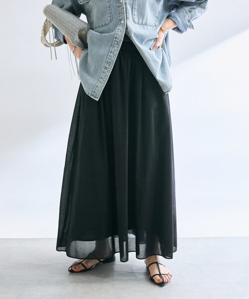 RIVE DROITE（リヴドロワ）の「【ウエストゴム】綾ボイルギャザーフレアスカート（スカート・レディース・ホワイト/ブラック/モカ・36/38）」の22枚目の写真