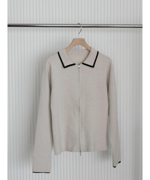 TRUNC（トランクエイティーエイト）の「Zip Up Knit Pullover（ニット/セーター・レディース・アイボリー/ブラック・FREE）」の3枚目の写真