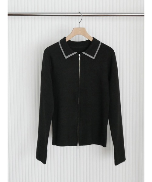 TRUNC（トランクエイティーエイト）の「Zip Up Knit Pullover（ニット/セーター・レディース・アイボリー/ブラック・FREE）」の4枚目の写真