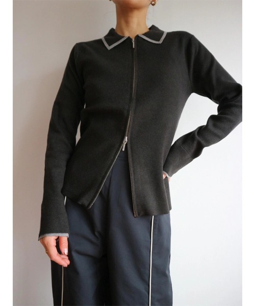 TRUNC（トランクエイティーエイト）の「Zip Up Knit Pullover（ニット/セーター・レディース・アイボリー/ブラック・FREE）」の6枚目の写真